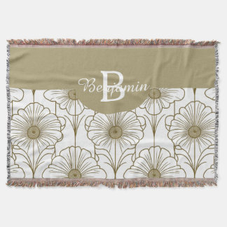 Cobertor Folheto do Padrão Floral de Linha Dourada