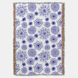 Cobertor Folk floral patten azul