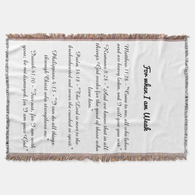 Cobertor For when I am weak bible verse blanket (Frente)