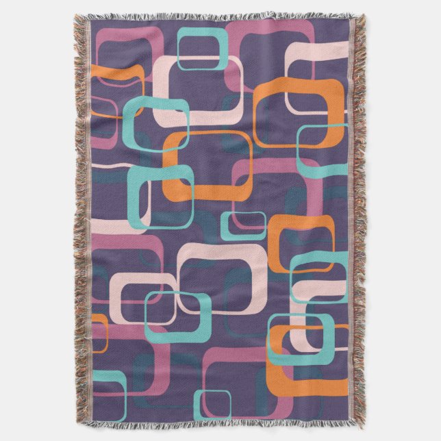 Cobertor Formas de Meio século Geométrico Retro Roxo (Frente Vertical)