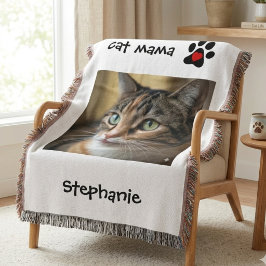 Cobertor Foto da Mamãe Gata com Impressão de Pata de Coraçã