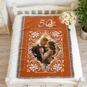 Cobertor Foto de Casais Românticos Laranja Queimado 50 Aniv
