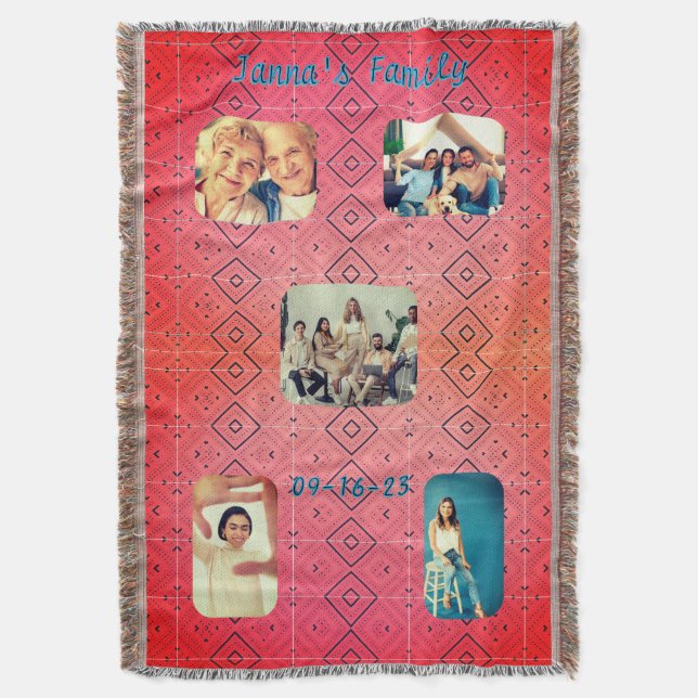 Cobertor Foto do Padrão de Diamante Vermelho Soft Retro (Frente Vertical)