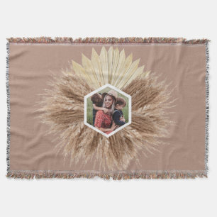 Cobertor Foto Personalizada De Pampas Rustic Boho Bohemian 