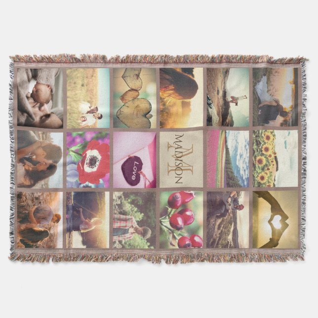 Cobertor Foto personalizada monograma (Frente)