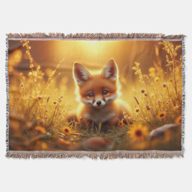Cobertor Fox in the flowers at sunrise (Frente)