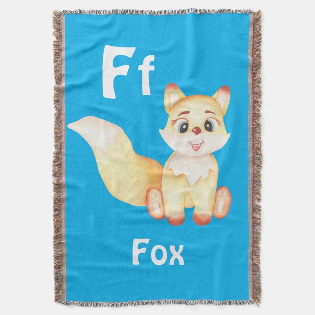 Cobertor Fox personalize ABC: Carta F - Adicione seu nome (Frente Vertical)