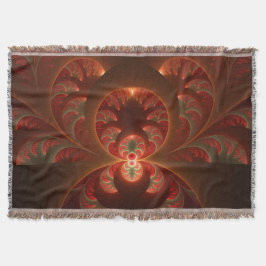 Cobertor Fractal vermelho-laranja abstrato moderno e lumino