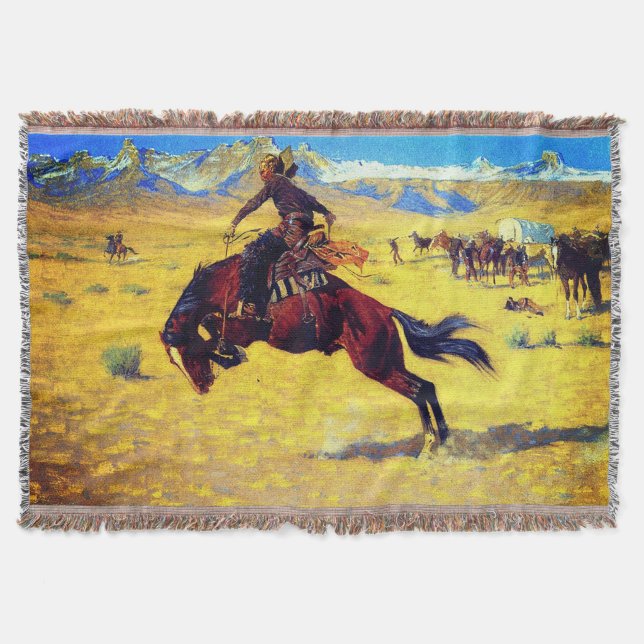 Cobertor Frederic Remington Uma Fria Manhã no Campo (Frente)