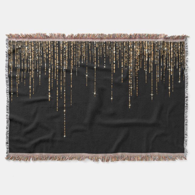 Cobertor Frente Glitter Preto-Dourado Espelho Preto-Luxo (Frente)