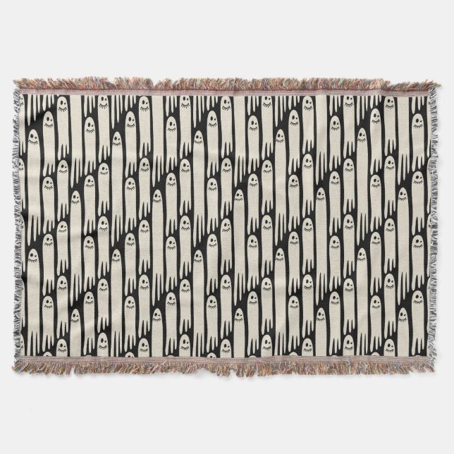 Cobertor Friendly Ghosts on Cream and Pink – Halloween Patt (Frente)