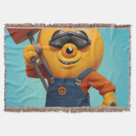 Cobertor Fröhlicher Baumeister – Gelber Held mit Hammer