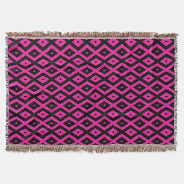 Cobertor Fuchsia e padrão de diamante preto (Frente)