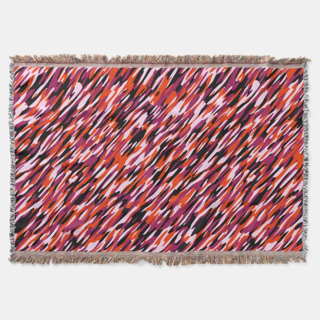 Cobertor Fuchsia pink, orange, black and white camo  (Frente)