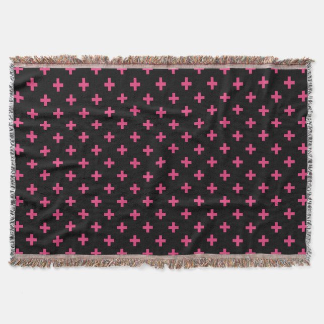 Cobertor Fuchsia polka cruza a preto (Frente)