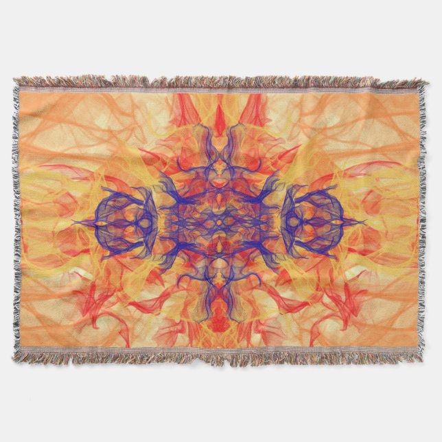 Cobertor FUMAÇA DE LARANJA - Arte Fractal - Cobertura de Po (Frente)