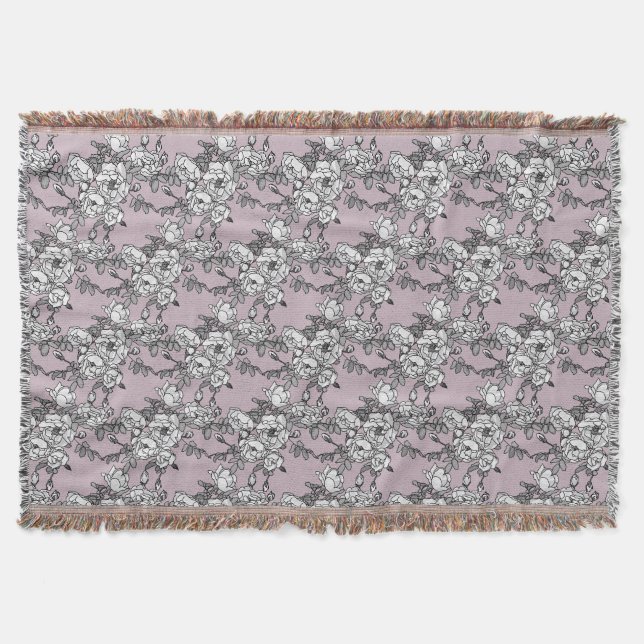 Cobertor fundo branco de lavanda (Frente)