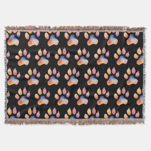 Cobertor Fundo de Impressão de Paw de Cores d'Água