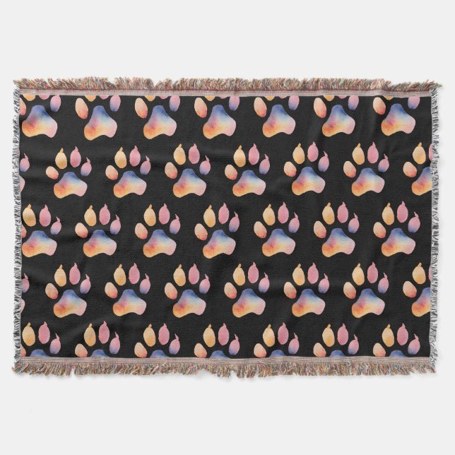 Cobertor Fundo de Impressão de Paw de Cores d'Água (Frente)