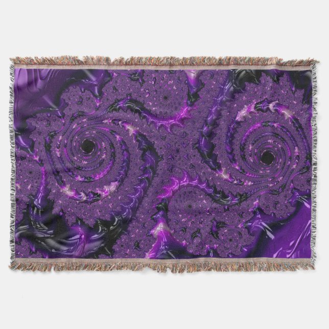 Cobertor Funky Bold Boho Purple Digital Abstrato Fractal (Frente)