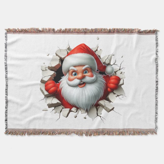 Cobertor Funny 3D Santa Claus Christmas Holiday Design (Frente)