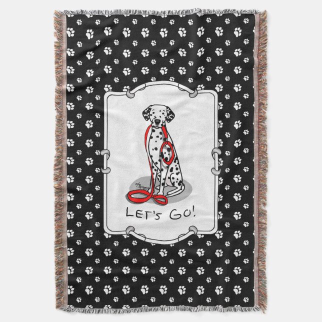 Cobertor Funny Let's Go! Walk Dalmatian Dog (black 1) (Frente Vertical)