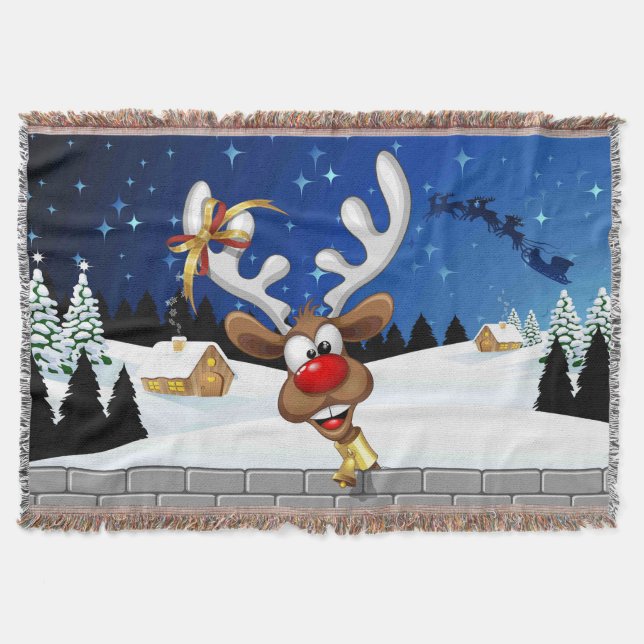Cobertor Funny Reindeer Peeking Christmas Meme  (Frente)