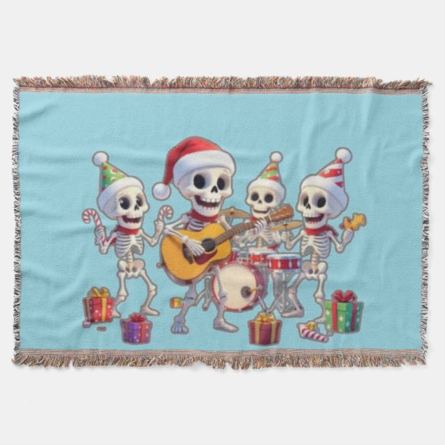 Cobertor Funny Skeleton Band Christmas & New Year – 3D Cart (Frente)