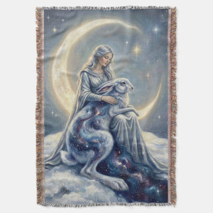 Cobertor Galáxia Celestial Lebre Lua Deusa Arte Fantasia