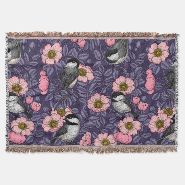 Cobertor Galinhas na rosa selvagem de rosa e violeta (Frente)