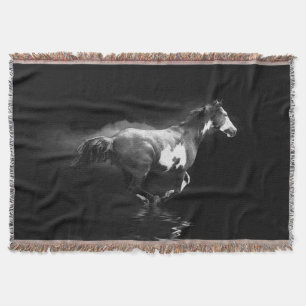 Cobertor Galloping Pinto Horse e Smoke, ao estilo ocidental
