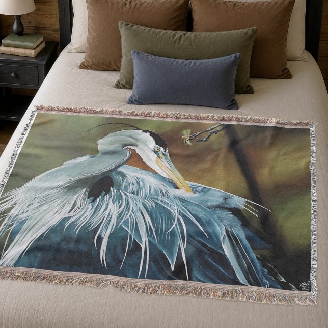 Cobertor Garça Azul Elegante Vida Selvagem Ave Natureza (Criador carregado)