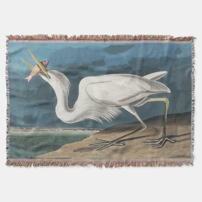 Cobertor Garça Branca Grande de Audubon: Ave Costeira Vinta (Frente)