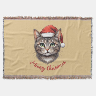 Cobertor Gato de Natal Fofo Personalizado com Chapéu de Pap