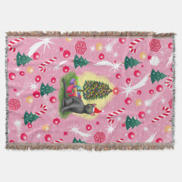 Cobertor Gato de Natal Rosa