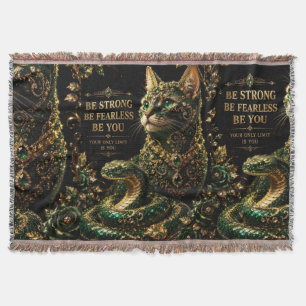 Cobertor Gato Dourado Olhos Verdes Arte Elegante