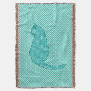 Cobertor Gato Japonês - Estampa de Quimono Turquesa