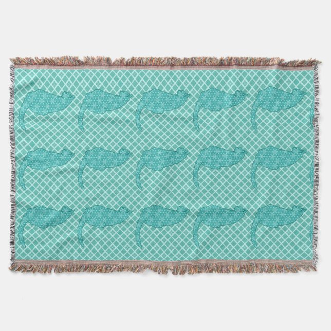 Cobertor Gato Japonês - Turquoise Kimono Impressão (Frente)