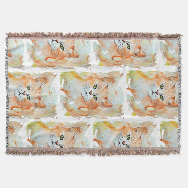 Cobertor Gato Red Magic Humor Watercolor Místico (Frente)