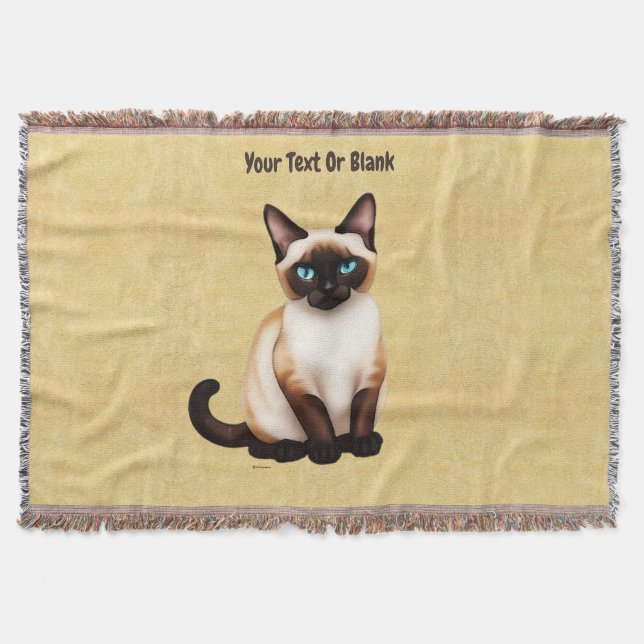 Cobertor Gato Siamês Em Papel Antigo (Frente)