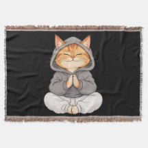 Gato Zen com Capuz – Gato de Desenho Animado Fofo 