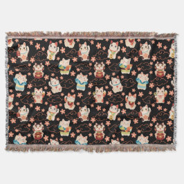 Cobertor Gatos Sortudos Maneki Neko Padrão