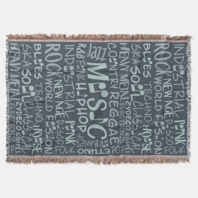 Cobertor Genres de Música Palavra Colagem personalizada lan (Frente)