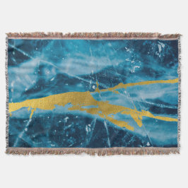 Cobertor Geode Agate Gemstone Blue e Dourado