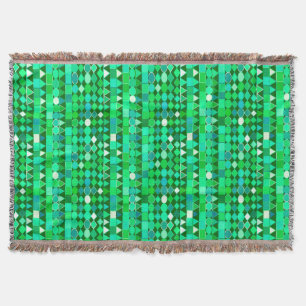 Cobertor Geométrica Tribal Moderna, Emerald Green e Aqua