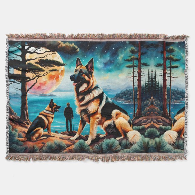 Cobertor German shepherd caminhando em Montanha (Frente)