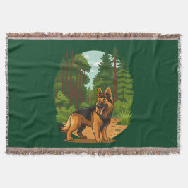 Cobertor German Shepherd Forest Adventure Dog