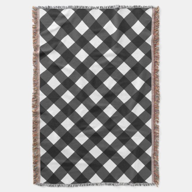 Cobertor Gingham Preto e Branco (Frente Vertical)