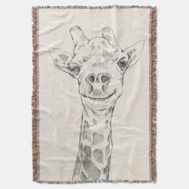 Cobertor Giraffe Portrait Sketch (Frente Vertical)