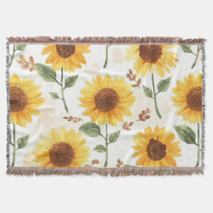 Cobertor Girassóis Amarelos Aquarela Floral Caprichoso
